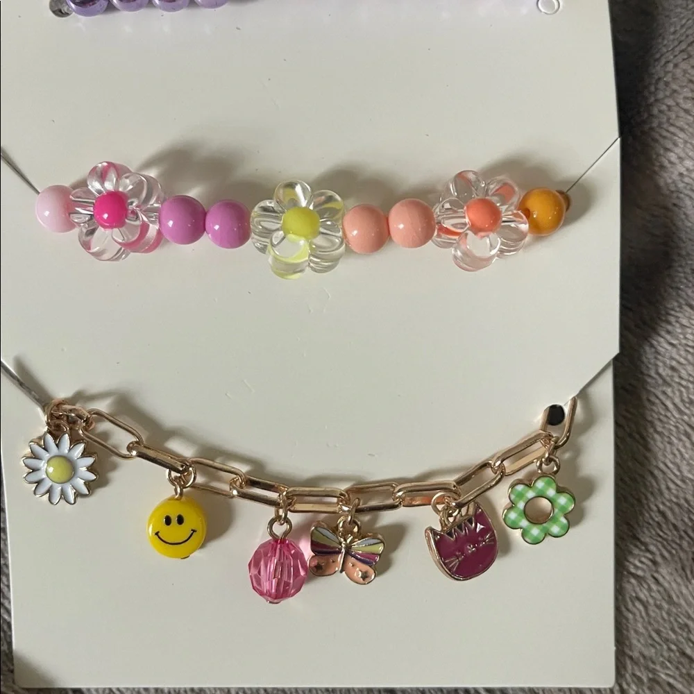 Cat & Jack Kids' Purple and Pink Charm Bracelet Set